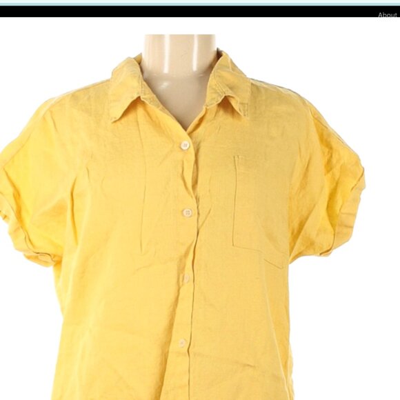NEW W/O TAGS Allen Allen Size M Yellow Linen Casual dress/Tunic - Picture 2 of 5